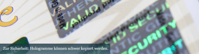 eine hologramm heissfolienpraegung ist sicherheitspapier